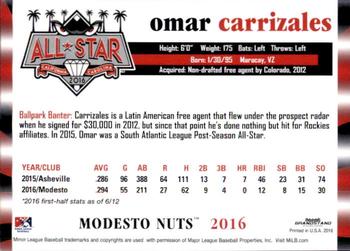 2016 Grandstand California/Carolina League All-Stars #NNO Omar Carrizales Back
