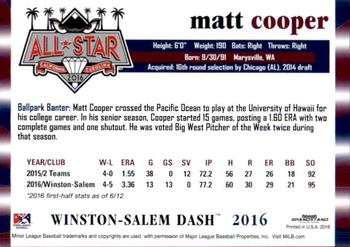2016 Grandstand California/Carolina League All-Stars #NNO Matt Cooper Back