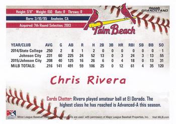 2016 Grandstand Palm Beach Cardinals #NNO Chris Rivera Back