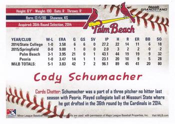 2016 Grandstand Palm Beach Cardinals #NNO Cody Schumacher Back