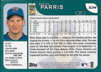 2001 Topps - Home Team Advantage #634 Steve Parris Back