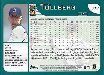 2001 Topps - Home Team Advantage #713 Brian Tollberg Back