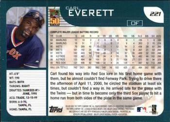 2001 Topps - Limited #221 Carl Everett  Back