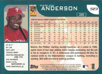 2001 Topps - Limited #523 Marlon Anderson  Back