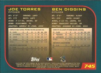 2001 Topps - Limited #745 Joe Torres / Ben Diggins  Back