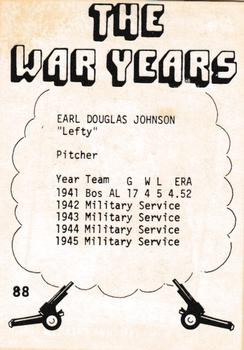 1977 TCMA The War Years #88 Earl Johnson Back