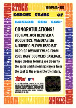 2001 Topps American Pie - Woodstock Relics #BBWM-DE Dwight Evans Back