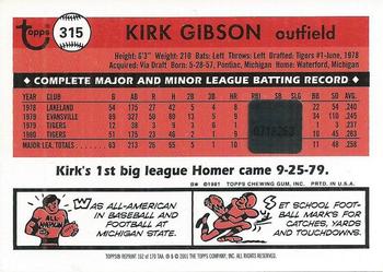 2001 Topps Archives - Autographs #TAA162 Kirk Gibson Back