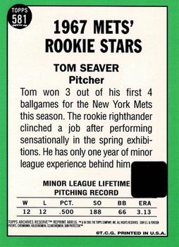 2001 Topps Archives Reserve - Rookie Reprint Relics #ARR16 Tom Seaver Back