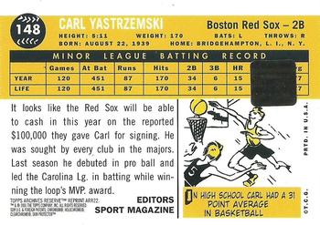 2001 Topps Archives Reserve - Rookie Reprint Relics #ARR22 Carl Yastrzemski Back