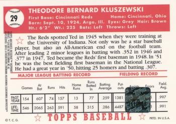 2001 Topps Archives Reserve - Rookie Reprint Relics #ARR43 Ted Kluszewski Back