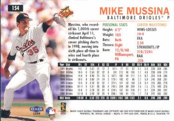1999 Fleer Tradition #154 Mike Mussina Back