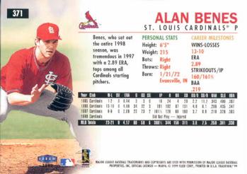 1999 Fleer Tradition #371 Alan Benes Back