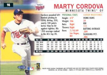 1999 Fleer Tradition #98 Marty Cordova Back