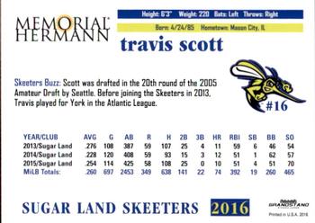 2016 Grandstand Sugar Land Skeeters #NNO Travis Scott Back