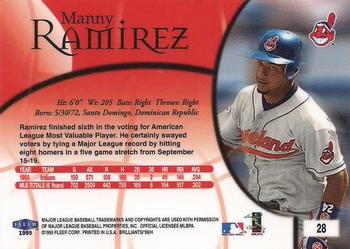 1999 Fleer Brilliants #28 Manny Ramirez Back