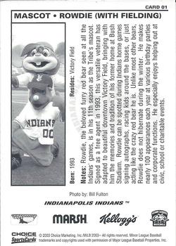 2003 Choice Marsh Kid's Club Indianapolis Indians #1 Fielding the Mouse / Rowdie Back