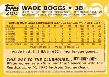 2001 Topps Chrome - Through the Years Reprints #38 Wade Boggs Back