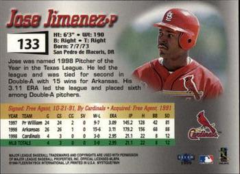 1999 Fleer Mystique #133 Jose Jimenez Back