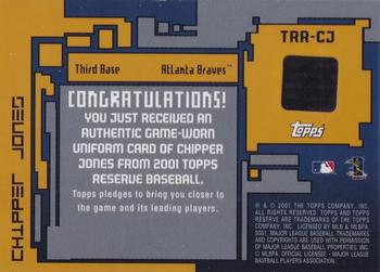 2001 Topps Reserve - Game Jerseys #TRR-CJ Chipper Jones  Back