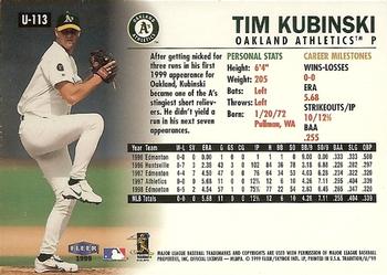1999 Fleer Tradition Update #U-113 Tim Kubinski Back