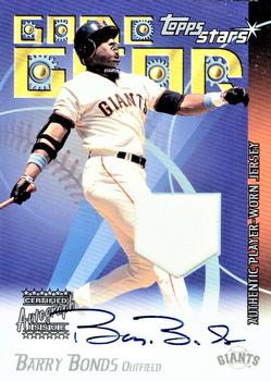 2001 Topps Stars - Game Gear Autographed Relics #TSRA-BB Barry Bonds Front