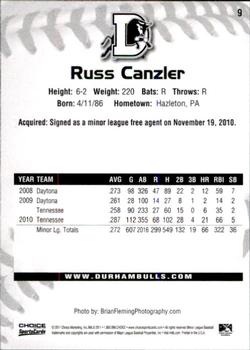 2011 Choice Durham Bulls #09 Russ Canzler Back