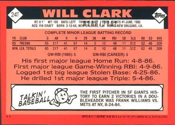 2001 Topps Traded & Rookies - Gold #T117 Will Clark Back