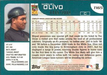 2001 Topps Traded & Rookies - Gold #T165 Miguel Olivo Back
