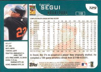 2001 Topps Traded & Rookies - Gold #T29 David Segui Back