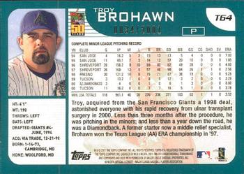 2001 Topps Traded & Rookies - Gold #T64 Troy Brohawn Back