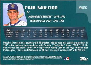 2001 Topps Traded & Rookies - Who Would Have Thought #WWHT17 Paul Molitor Back
