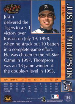 1999 Pacific #169 Justin Thompson Back