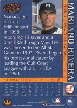 1999 Pacific #303 Mariano Rivera Back