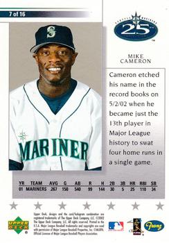 2002 Upper Deck Franz Seattle Mariners #7 Mike Cameron Back