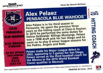 2016 Grandstand Pensacola Blue Wahoos #NNO Alex Pelaez Back