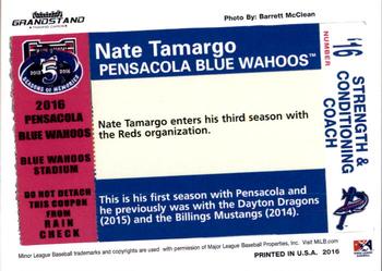2016 Grandstand Pensacola Blue Wahoos #NNO Nate Tamargo Back