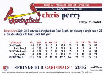 2016 Grandstand Springfield Cardinals #NNO Chris Perry Back