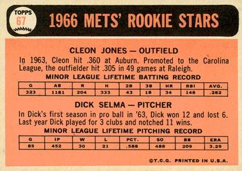 2015 Topps Heritage - 50th Anniversary Buybacks #67 Mets 1966 Rookie Stars (Cleon Jones / Dick Selma) Back