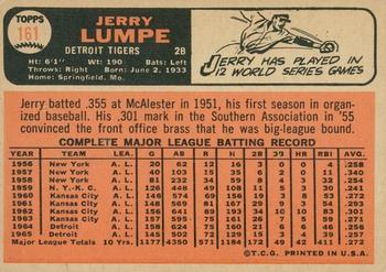 2015 Topps Heritage - 50th Anniversary Buybacks #161 Jerry Lumpe Back