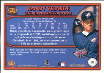 1999 Pacific Crown Collection #10 Randy Velarde Back