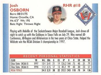 1999 Winnipeg Goldeyes #NNO Josh Osborn Back