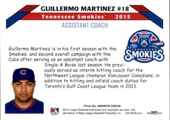 2015 Grandstand Tennessee Smokies #NNO Guillermo Martinez Back