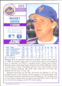 1989 Score #303 Mackey Sasser Back