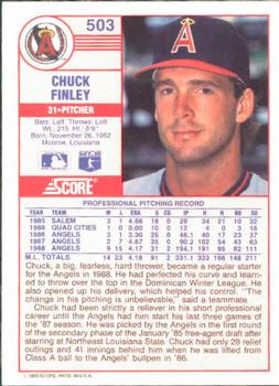 1989 Score #503 Chuck Finley Back