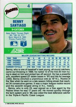 1989 Score #4 Benny Santiago Back