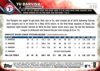 2016 Topps - All-Star Game #418 Yu Darvish Back