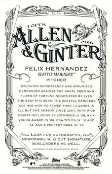 2016 Topps Allen & Ginter - Box Loaders #BL-FH Felix Hernandez Back