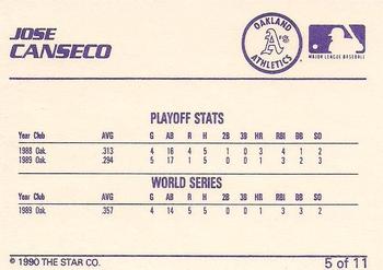 1990 Star Jose Canseco (Purple) #5 Jose Canseco Back