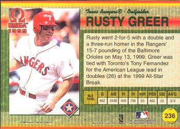 1999 Pacific Omega #236 Rusty Greer Back